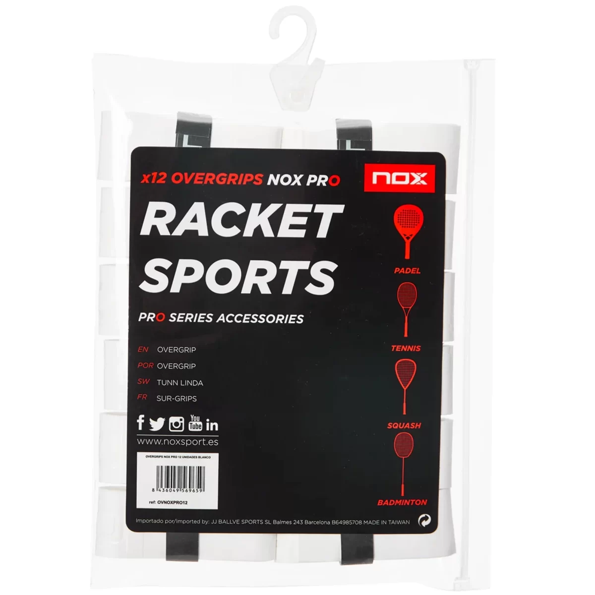 NOX Padel Overgrip Pro 12 Pcs White - RacketShop.ae buy Padel Rackets, padel shoes, padel bag, padel equipment, padel ball, padel clothes, Best Price, Express delivery. Racket shop Padel Store in Dubai