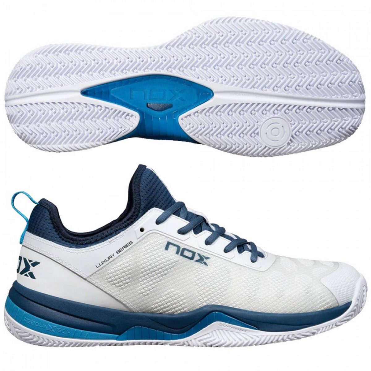 NOX Padel Shoes Nerbo WhiteBlue 4 - RacketShop.ae buy Padel Rackets, padel shoes, padel bag, padel equipment, padel ball, padel clothes, Best Price, Express delivery. Racket shop Padel Store in Dubai