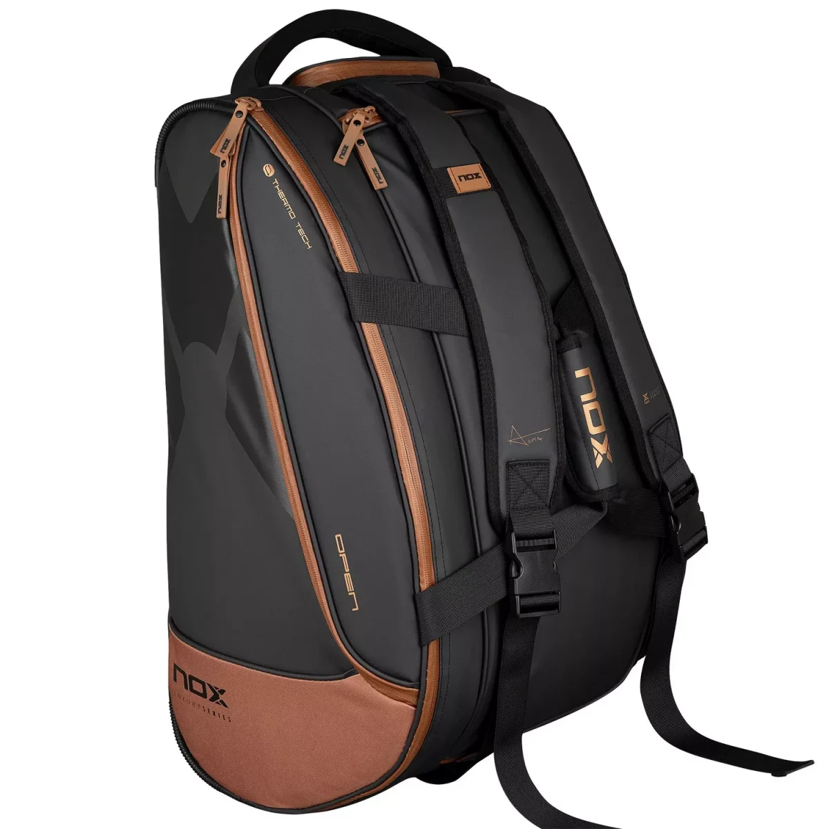 NOX Padel Bag Luxury Open Series BlackBrown 2 Racket Shop Dubai | Shop Padel Rackets & Equipment