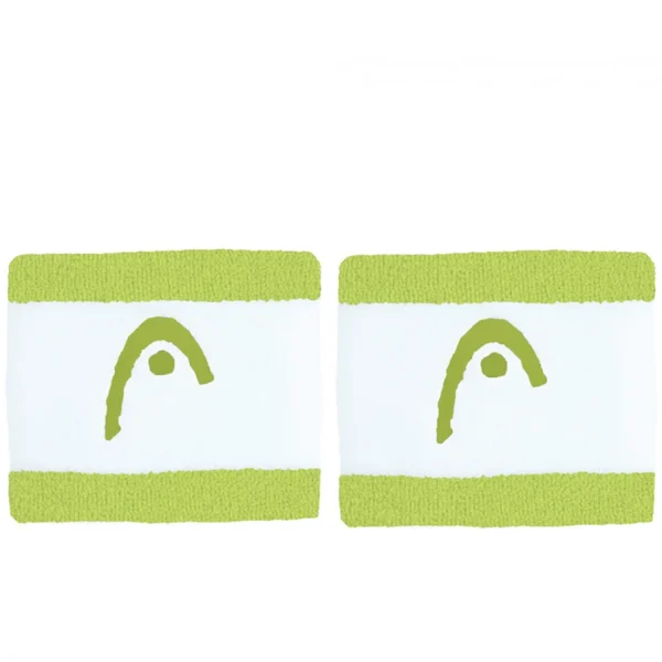HEAD Wristband Striped 2.5″ White Lime 2 Pieces