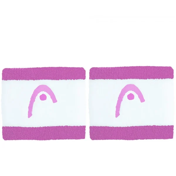 HEAD Wristband Striped 2.5″ White Purple 2 Pieces