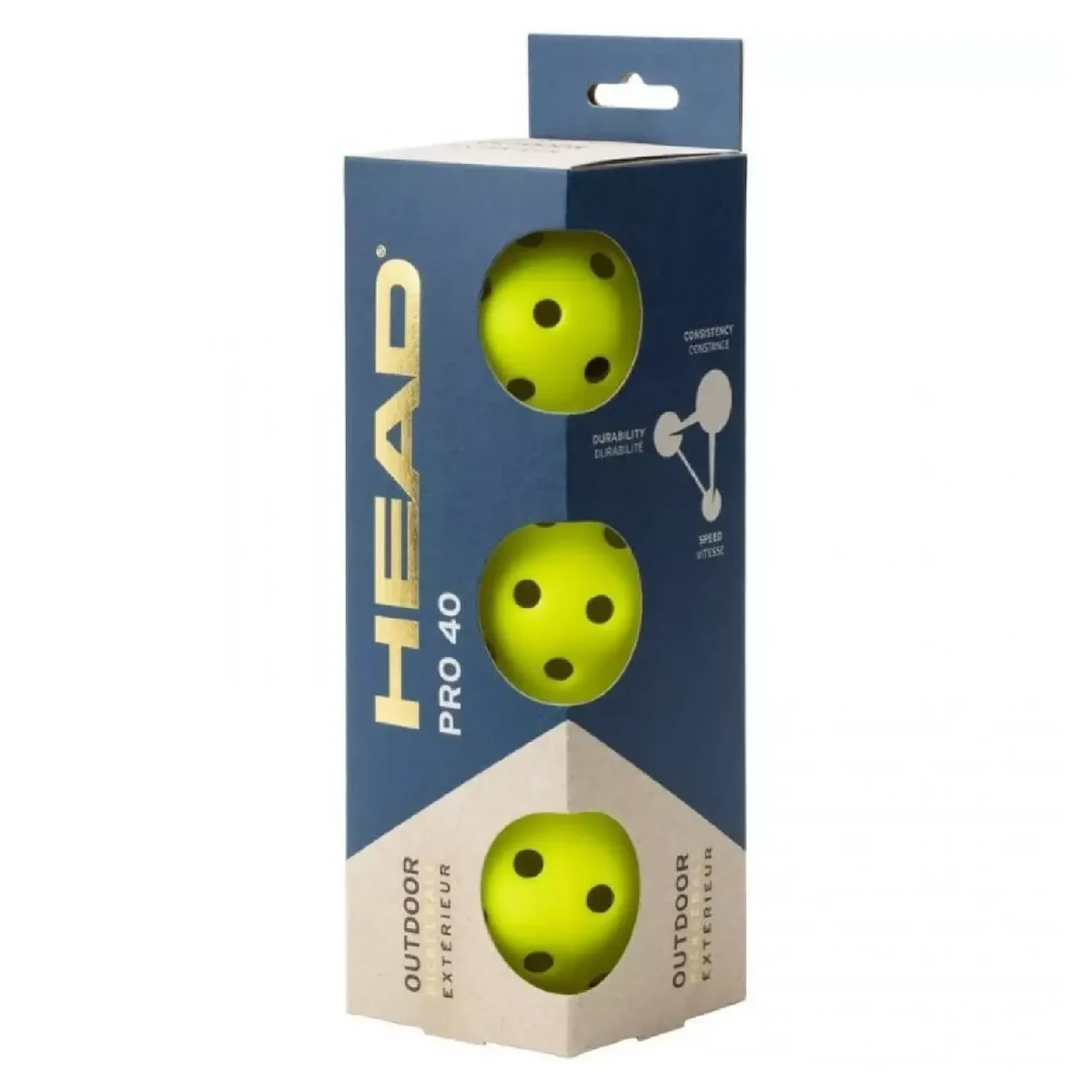 HEAD Pickleball Ball Pro 40 Outdoor 3pcs